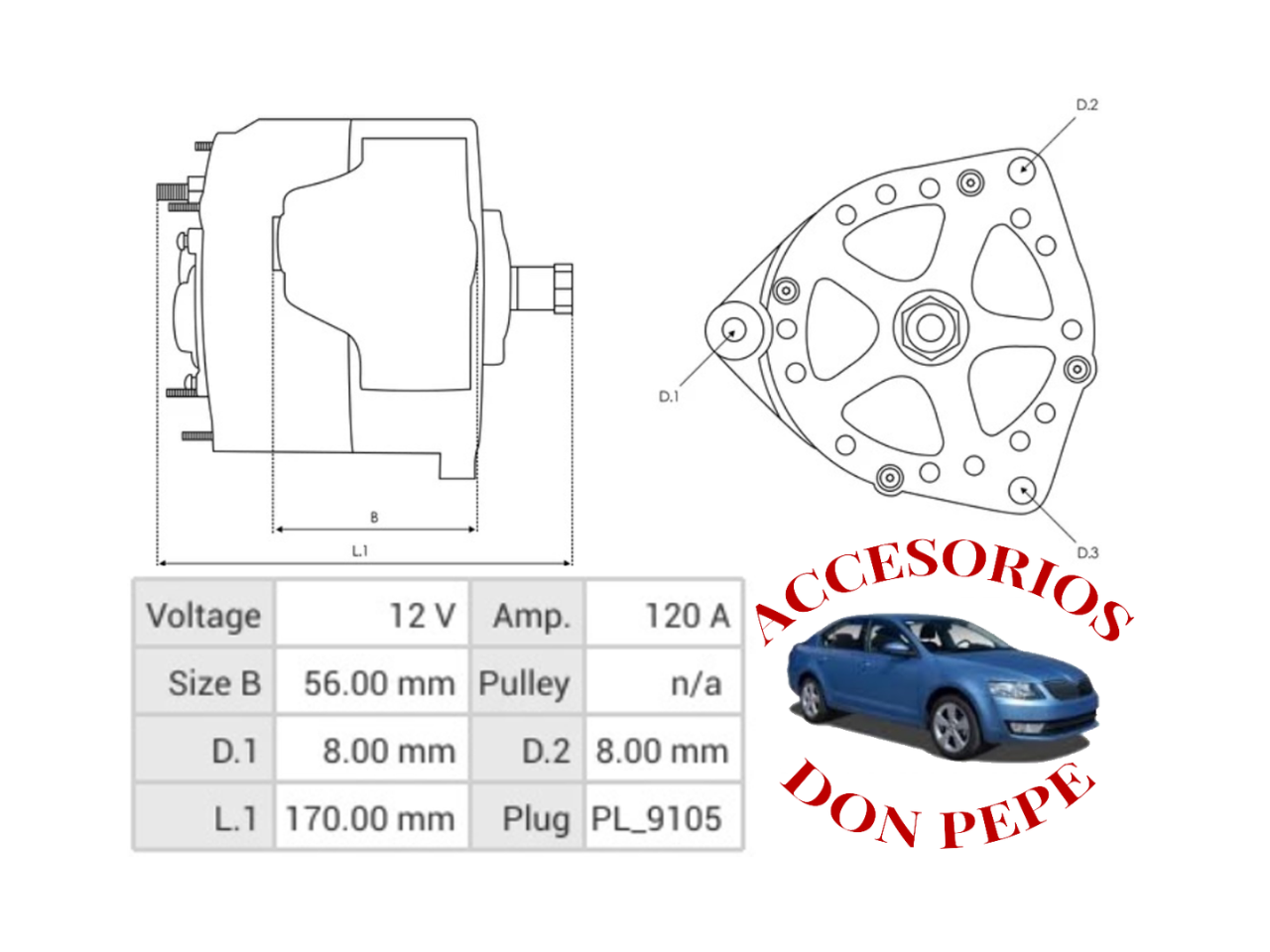 ALTERNADOR 12V 120A JOHN DEERE - Imagen 6