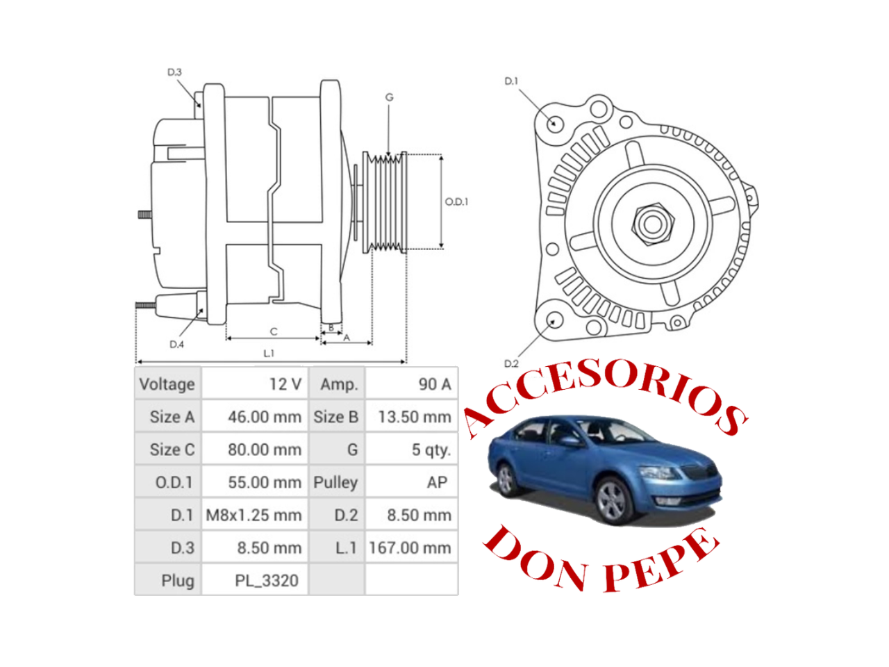ALTERNADOR 12V 130A SUBARU LEGASY-FORESTER - Imagen 6