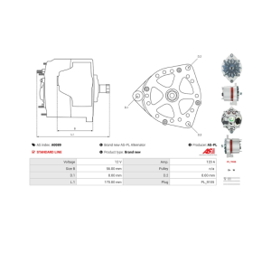 ALTERNADOR 12V 120A CHEVROLET LUV 2.3 JOHN DEERE 16481K - Imagen 5