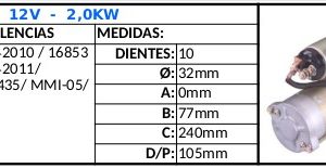 MOTOR DE PARTIDA 12V 10D HYUNDAI H-100 S5005