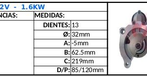 MOTOR DE PARTIDA PEUGEOT PATNER/CITROEN 13D 12V MTMBO07