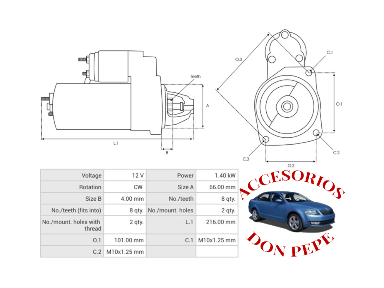 MOTOR DE PARTIDA 12V 8D SUZUKI GRAN VITARA/NOMADE - Imagen 5