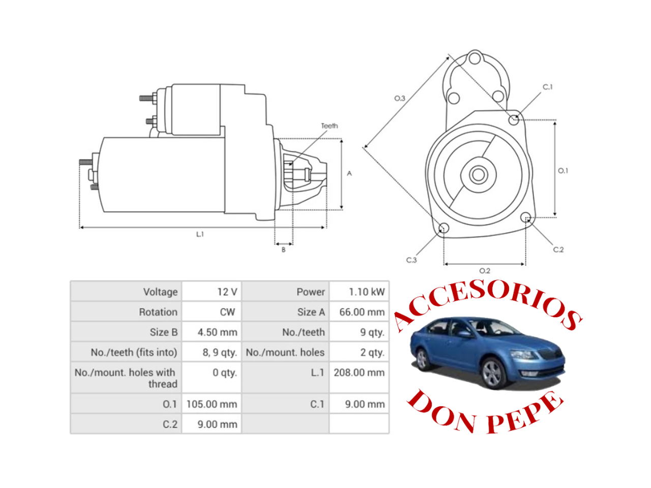 MOTOR DE PARTIDA 12V 8D SUZUKI VITARA - Imagen 5