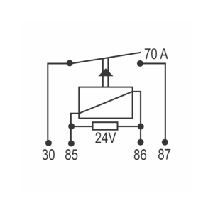 relay 24v auxiliar 2 terminales ancho 70a