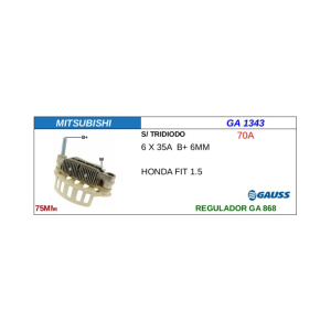 RECTIFICADOR 70A 75mm HONDA/FIAT 1.5 GA1343