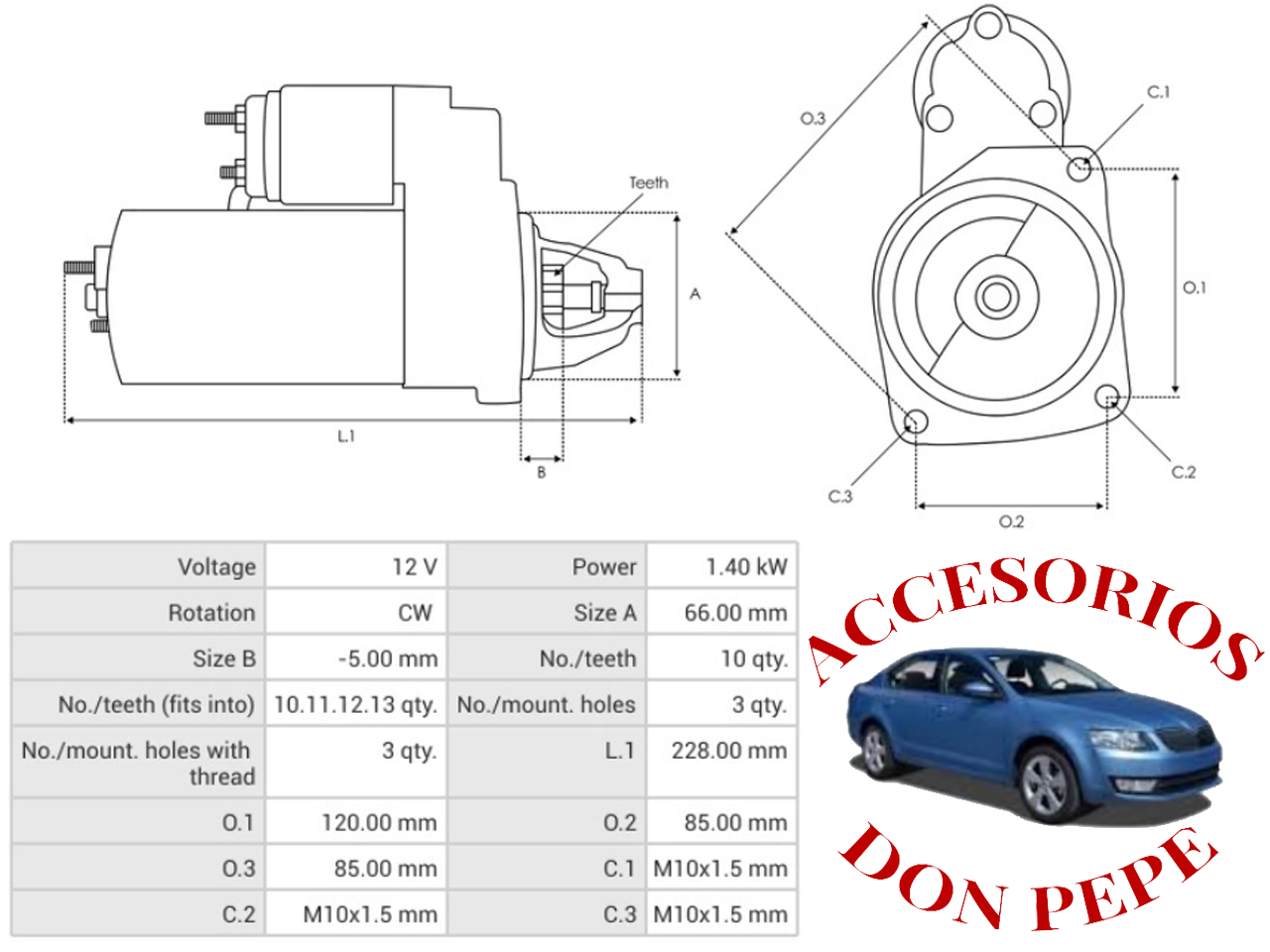 MOTOR DE PARTIDA 12V CITROEN C4 2.0 PICASSO - Imagen 6