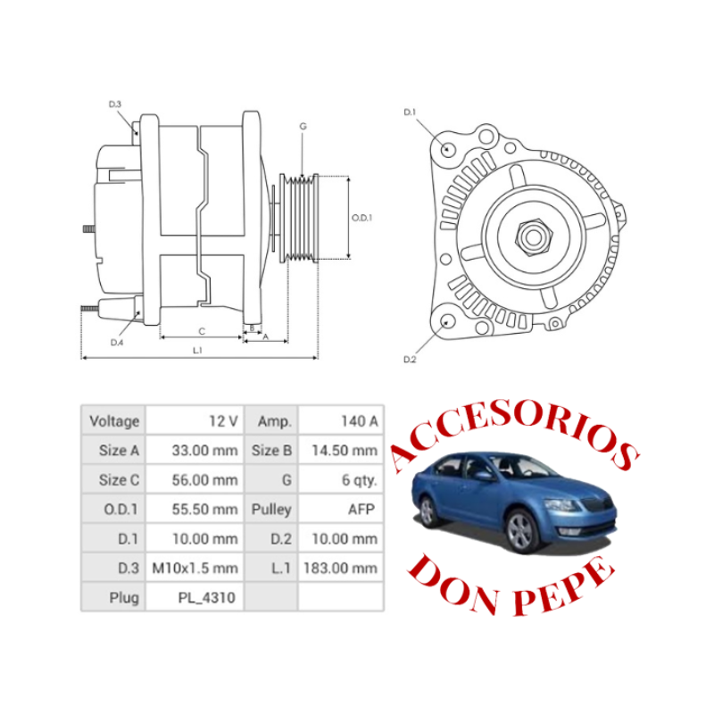 ALTERNADOR SSANGYONG MUSSO 2.2 18 ADELANTE/REXTON 2.2 - Imagen 6