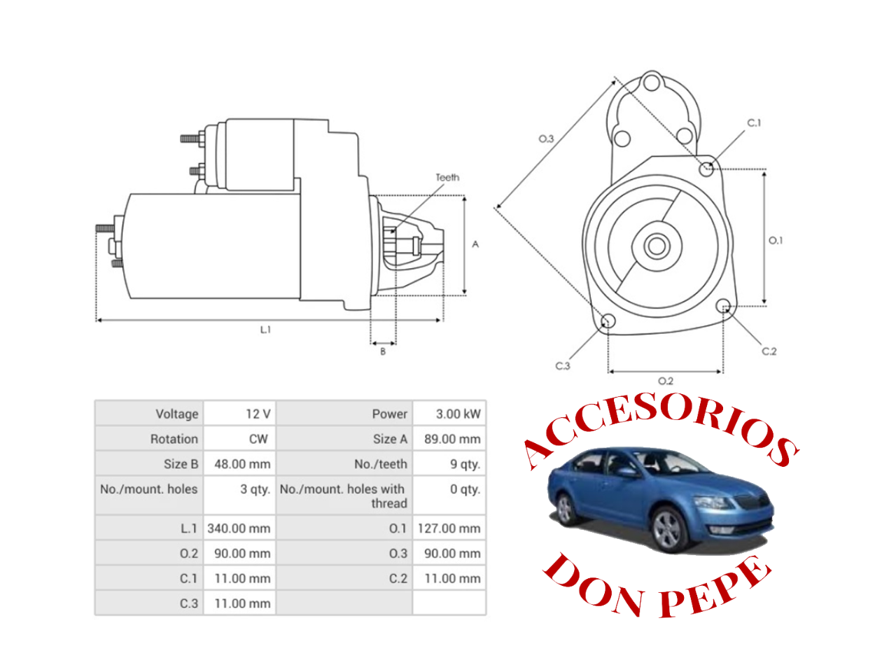 MOTOR DE PARTIDA 12V JF MERCEDEZ BENZ - Imagen 5