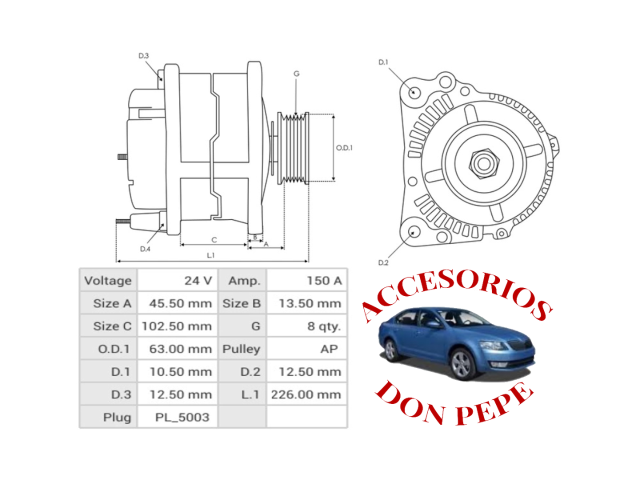 ALTERNADOR VOLVO FH12, FH16 24V 150A - Imagen 6