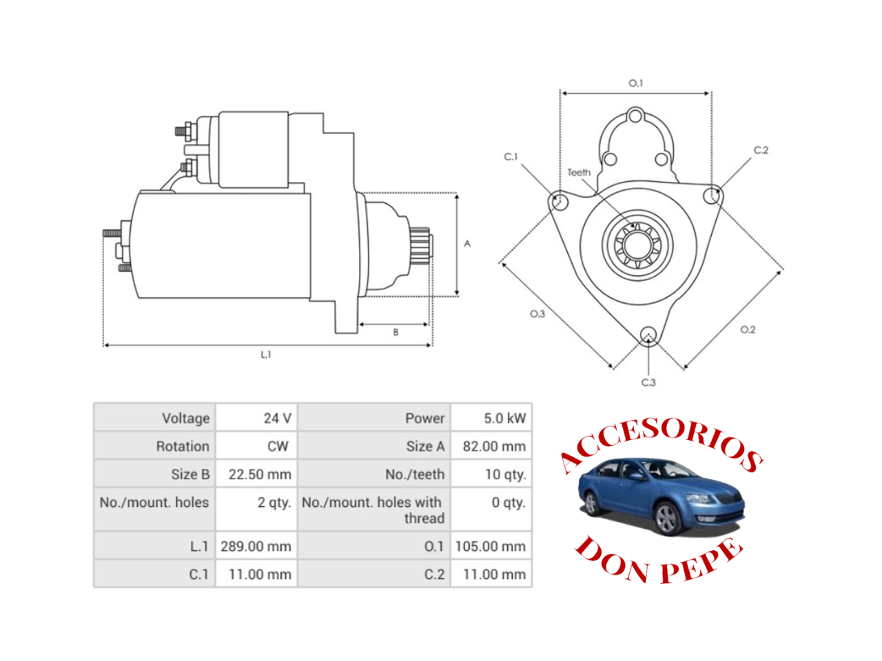 MOTOR DE PARTIDA 24V CATERPILLAR 24V - Imagen 5
