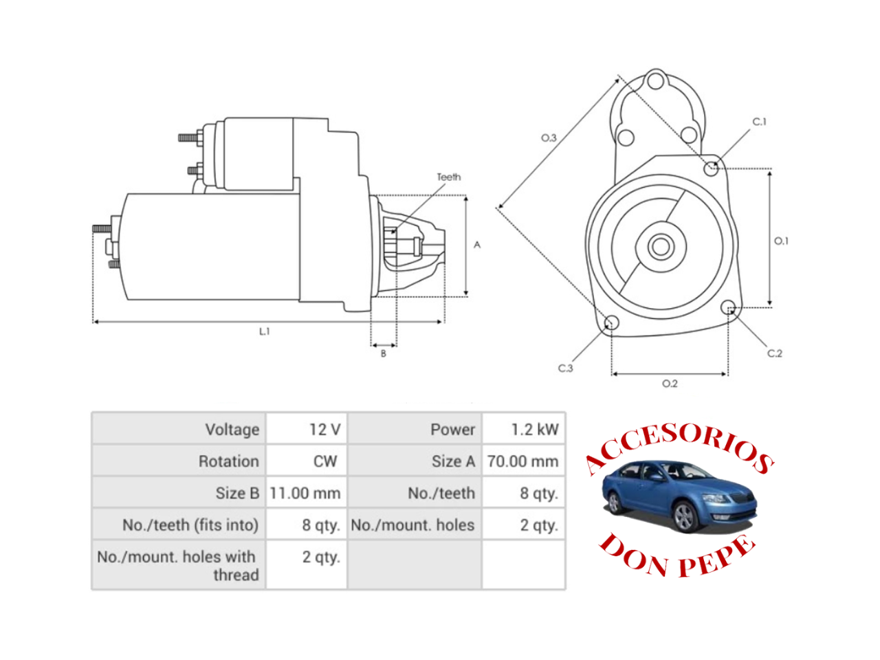 MOTOR DE PARTIDA KIA-HYUNDAI STA FE 2.7 12V 8D - Imagen 5