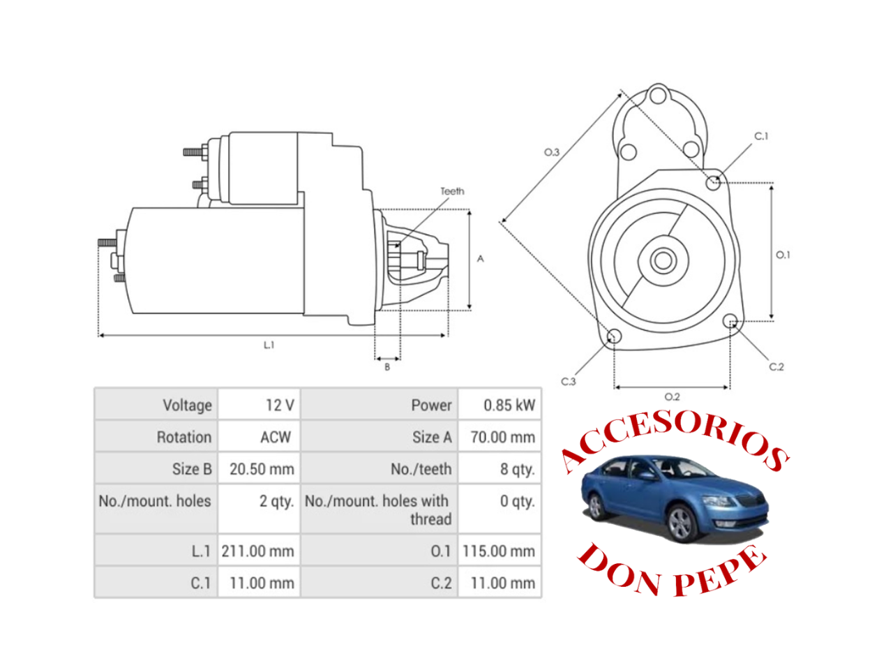 MOTOR DE PARTIDA 12V KIA SENTIDO IZQUIERDO - Imagen 5