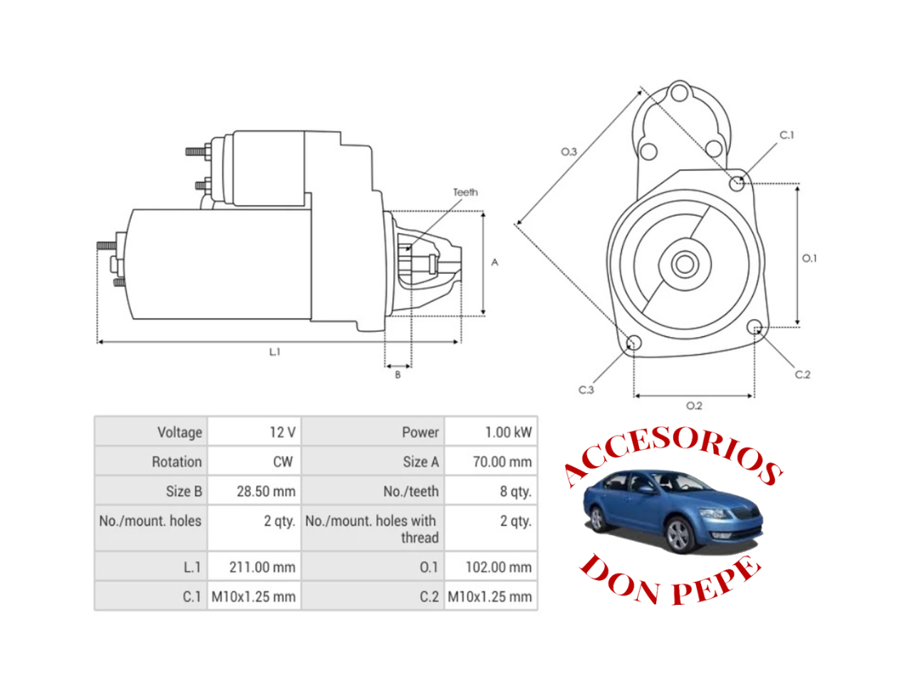 MOTOR DE PARTIDA 12V SUZUKI CELERIO - Imagen 5