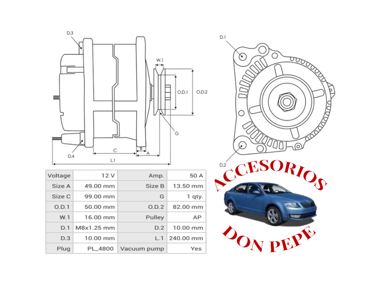 ALTERNADOR 12V CHEVROLET LUV 50A C/DEPRESOR - Imagen 6