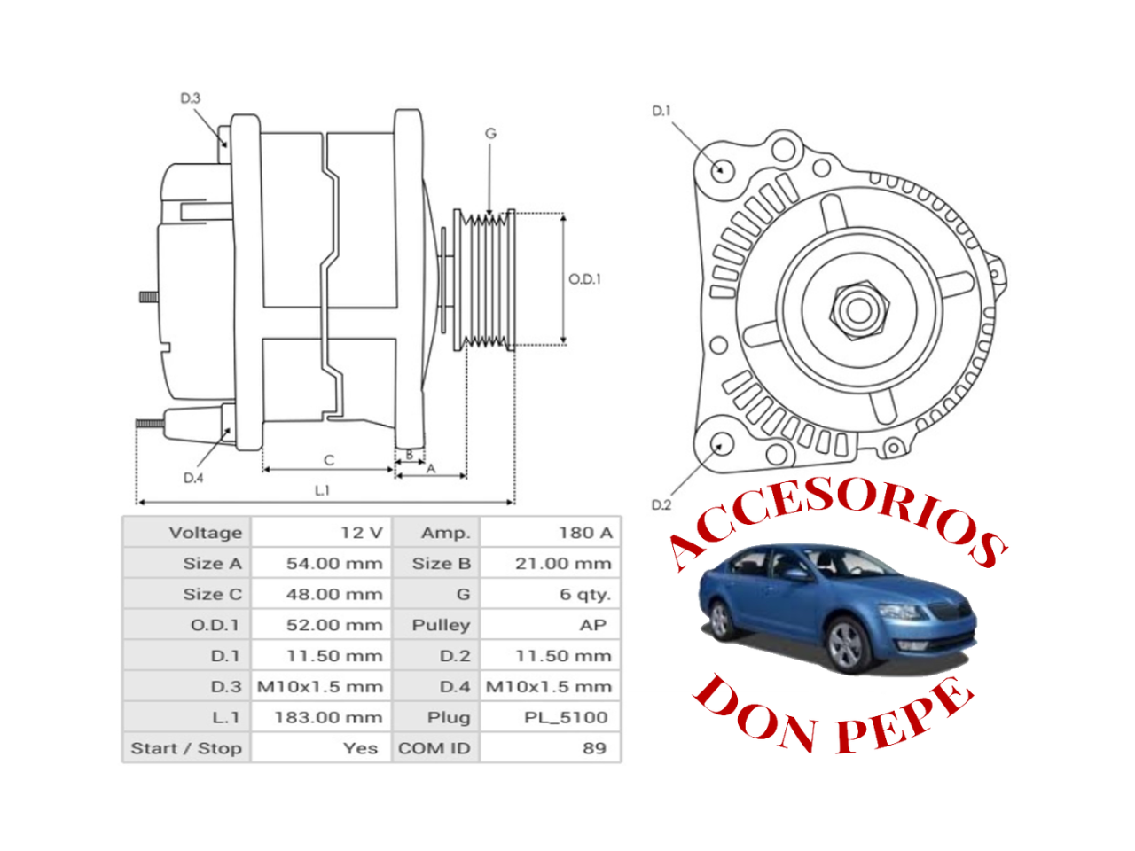 ALTERNADOR VALEO 12V 180A CITROEN PEUGEOT SUZUKI - Imagen 6