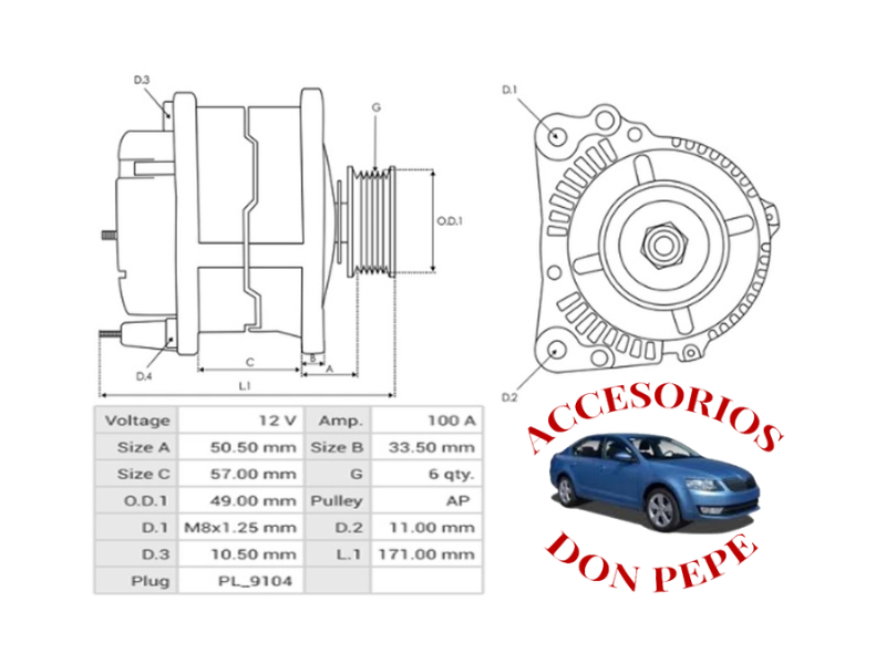 ALTERNADOR CORSA/ASTRA/VECTRA 1.4/1.6 12V 100A - Imagen 6