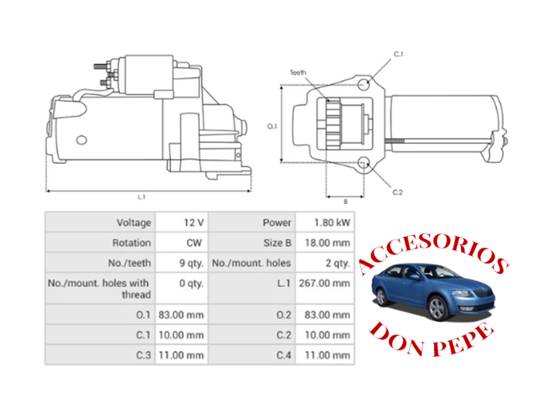 MOTOR DE PARTIDA CHEVROLET BLAZER 9D 12V 6 CILINDROS - Imagen 5