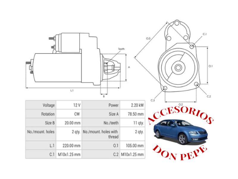 MOTOR DE PARTIDA 12V KIA 2.5/HYUNDAI 10D - Imagen 5