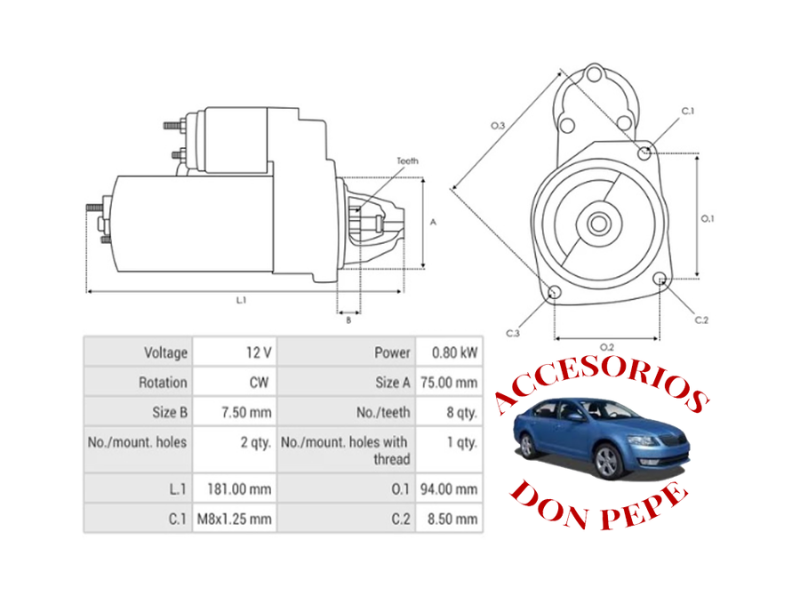 MOTOR DE PARTIDA 12V 8D CHEVROLET SPARK - Imagen 5